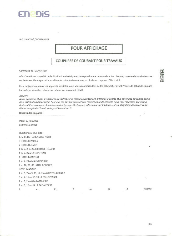 avis de coupure pour travaux 30 juin 2026 Copier Copier
